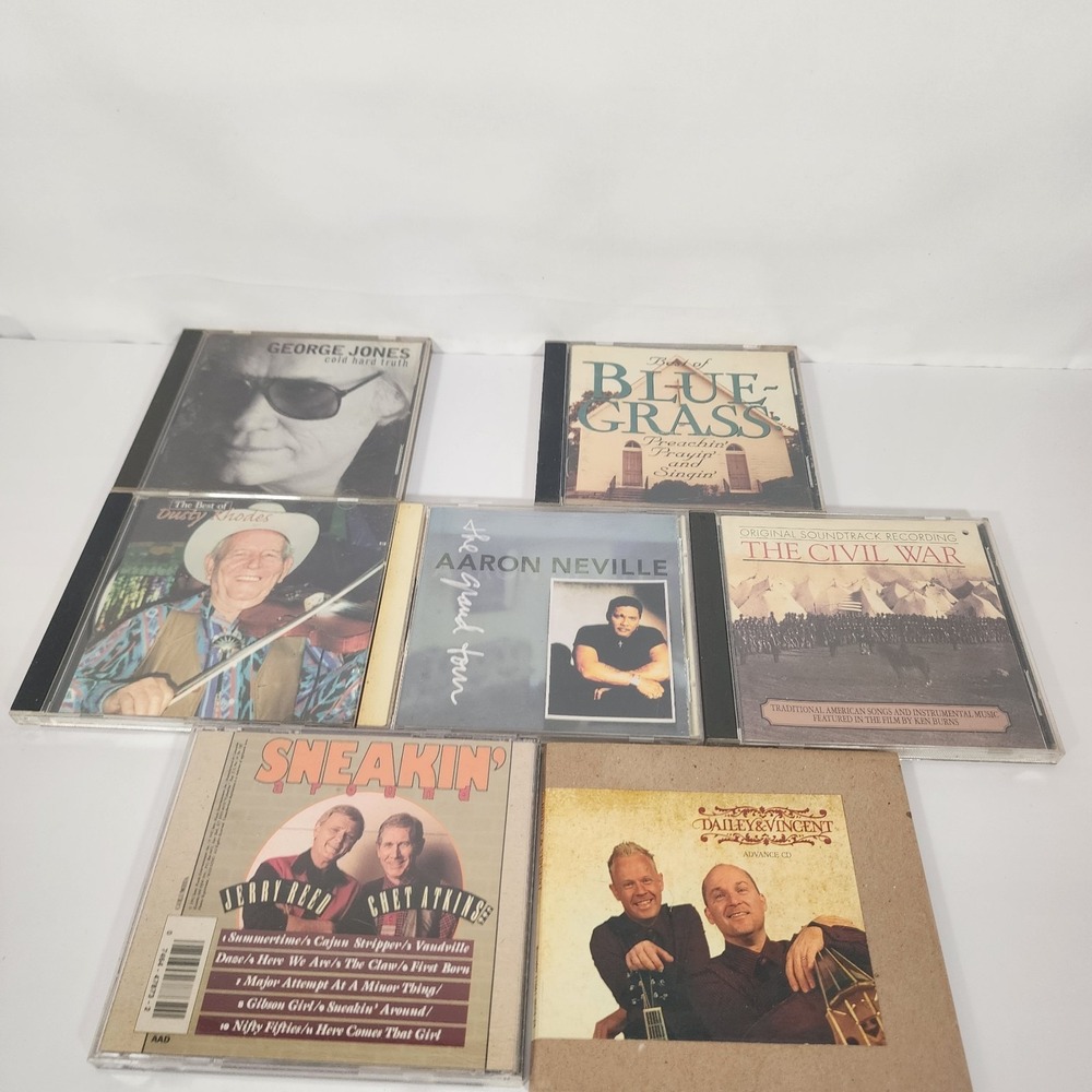 Country Bluegrass Gospel CD Lot George Jones Chet Atkins Aaron Neville 7 CDs